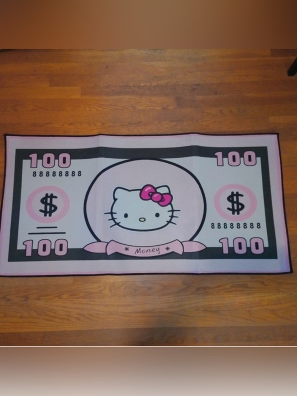 Hello Kitty Pink Money Rug Rectangle – 24” x 47” – New Without Tags